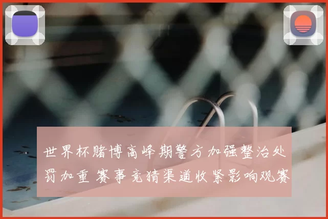 世界杯赌博高峰期警方加强整治处罚加重 赛事竞猜渠道收紧影响观赛氛围